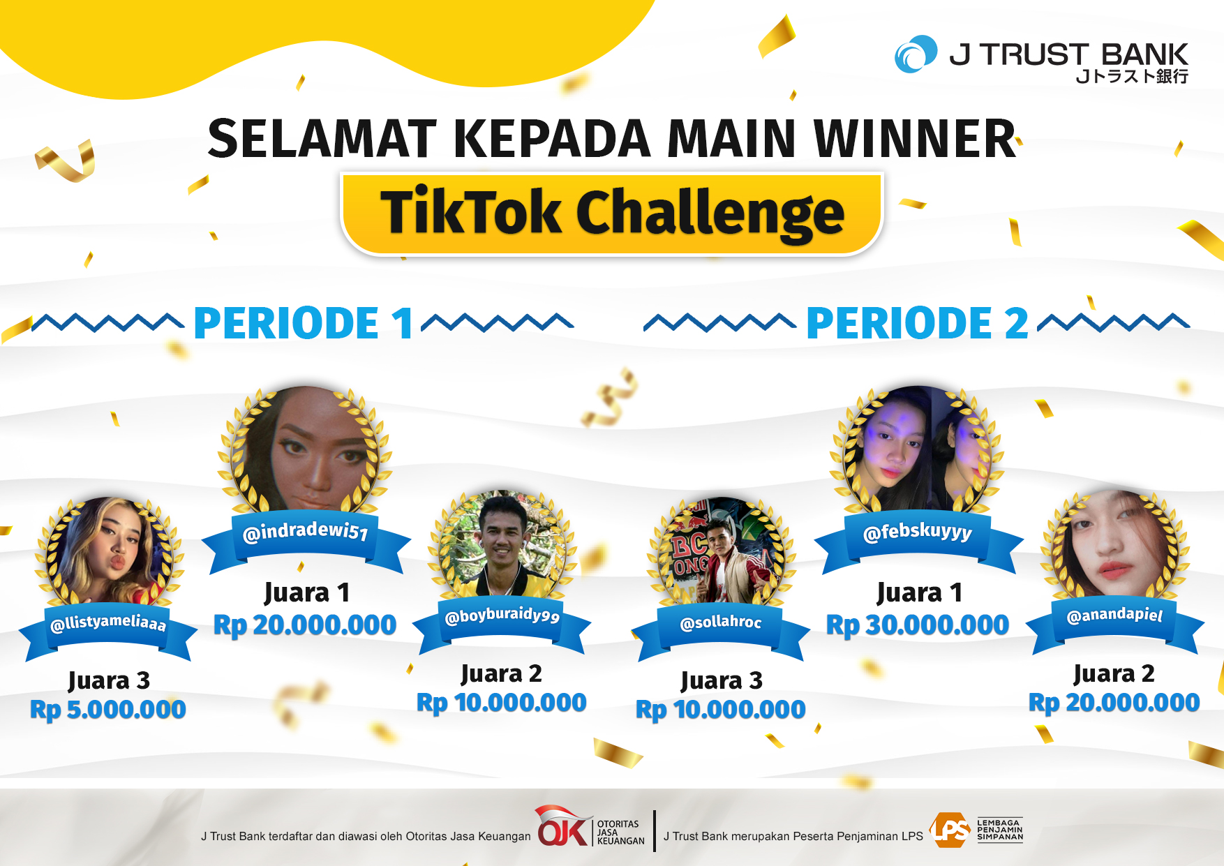 Announcement of TikTok Challenge #DancewithJTrust Main Winners
