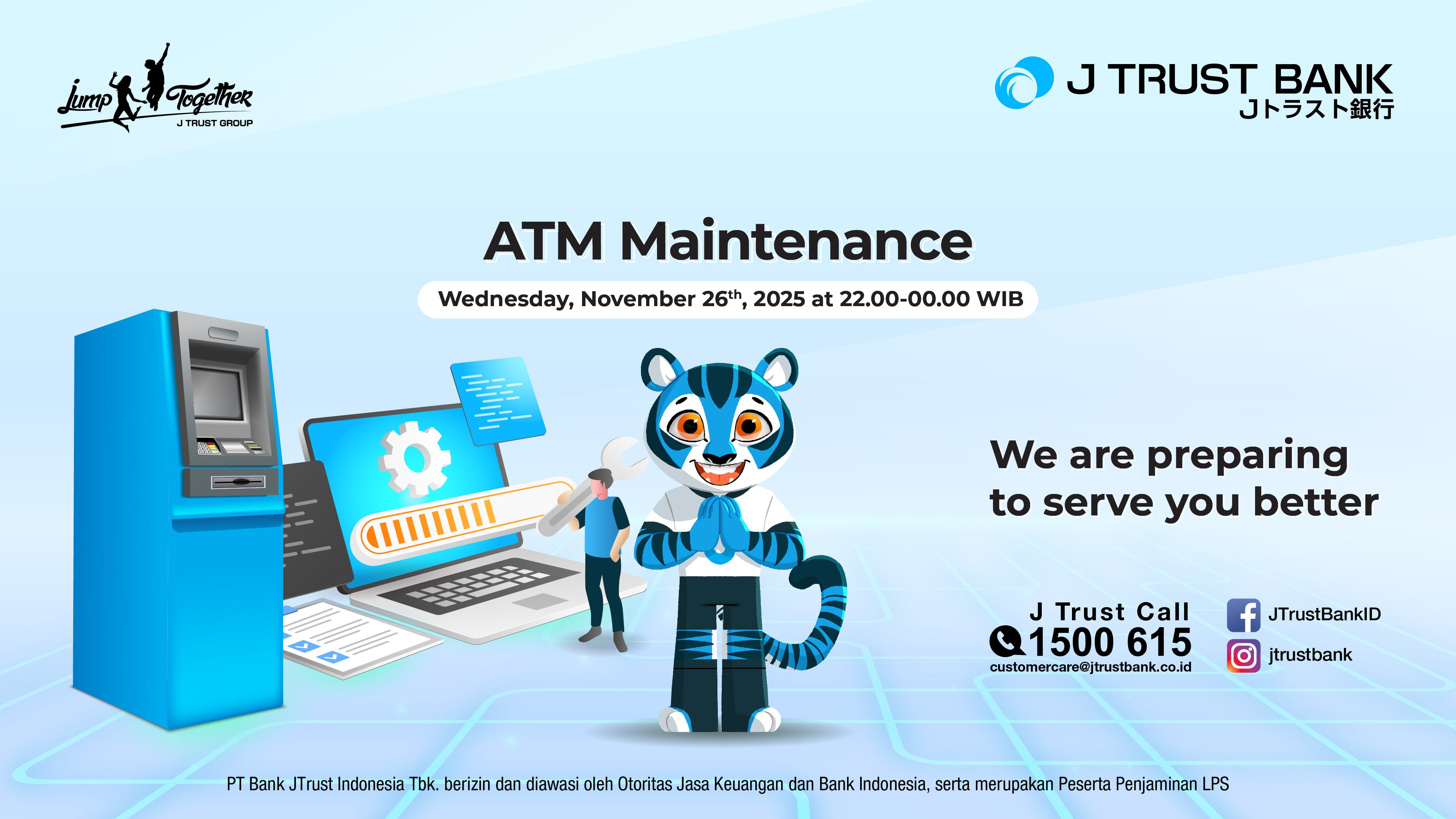 Pemberitahuan Pemeliharaan ATM J Trust Bank